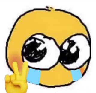 😢 Emoji, Menangis, Simbol perdamaian, Kuning, Stiker whatsapp sticker