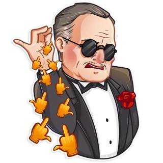 👆 middle finger, offensive, gesture, suit, man, cartoon whatsapp sticker