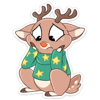😫 กวาง, การ์ตูน, สติกเกอร์, สัตว์, กวางเรนเดียร์, น่ารัก telegram sticker