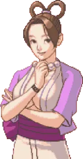 🍩 Maya Fey Ace Attorney video game, pixel art, anime, character, maya fey telegram sticker