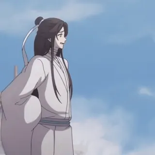 🏮 Anime, Himmel, Charakter, Weiße Roben, Mann telegram sticker