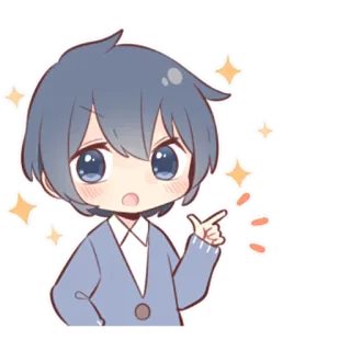 😉 애니메이션 남자, 치비, 반짝이, 가리키는, 귀여운, 스티커, 만화 telegram sticker
