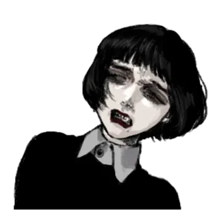 🤨 verdrietig, anime, tekening, meisje telegram sticker