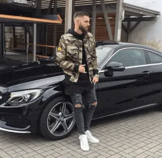 📎 man, car, camouflage, jacket, style, luxury telegram sticker