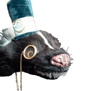 🐀 mouffette, haut-de-forme, monocle, animal, squelette, dessin animé whatsapp sticker