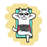 🏖 cat, beach, summer, sunglasses, vacation, relax telegram sticker
