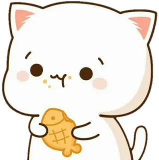 😕 gato, lindo, pez, animal, dibujo animado, kawaii, pegatina whatsapp sticker