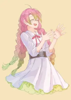 💕 Mitsuri Kanroji Demon Slayer anime, demon slayer, mitsuri kanroji, pink hair, cheerful, character, fanart telegram sticker