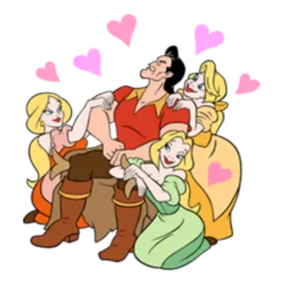 💔 Gaston Beauty and the Beast ดิสนีย์, การ์ตูน, แกสตัน, ความรัก, หัวใจ, ตัวละคร telegram sticker