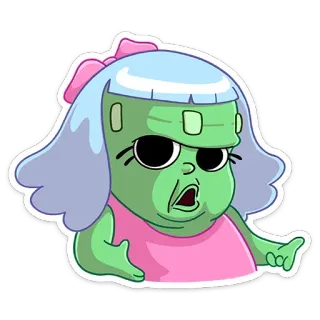 ❓ zombie, fille, monstre, dessin animé, mignon, autocollant, personnage telegram sticker