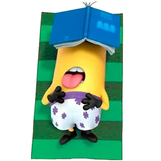 😴 minion, book, laying, tongue, cartoon telegram sticker
