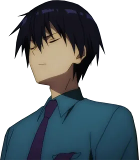 🤔 Anime, Personaje, Hombre, Corbata, Estudiante, Serio telegram sticker