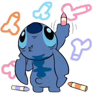 🍆 Stitch Lilo & Stitch stitch, drawing, crayons, cute, lilo and stitch telegram sticker