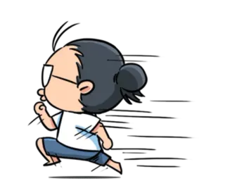 🏃 卡通, 跑步, 眼镜, 角色 telegram sticker