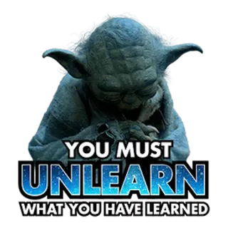 😇 Yoda Star Wars YOU MUST UNLEARN WHAT YOU HAVE LEARNED yoda, star wars, imparare, disimparare, saggezza, film telegram sticker