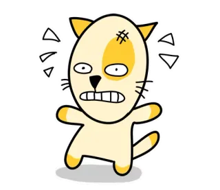 😐 만화 고양이, 무서워하는, 노란색, 동물, 캐릭터 telegram sticker
