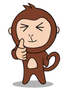 👍 aap, dier, duim omhoog, cartoon, schattig, illustratie telegram sticker