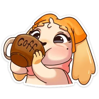 ☕️ COFF собака, кофе, животное, милый, каваий, напиток whatsapp sticker