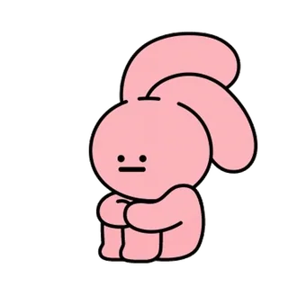 😞 kelinci, lucu, merah muda, binatang, kartun, karakter telegram sticker