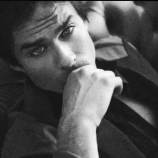 💉 Damon Salvatore The Vampire Diaries 吸血鬼, 电视剧, 肖像, 粉丝作品, 伊恩·萨默海尔德 telegram sticker