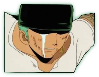 😥 Zoro One Piece anime, crying, scarred, swordsman, manga telegram sticker