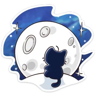 🌏 고양이, 달, 별, 밤, 귀여운, 스티커, 만화, 천상의 telegram sticker