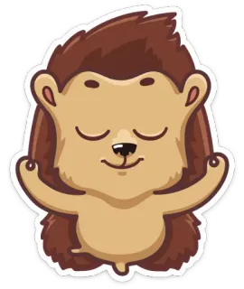 😌 hedgehog, animal, cartoon, meditation, yoga, zen telegram sticker