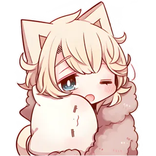 🥱 Anime, Kawaii, Mignon, Chibi, Catboy, Garçon animé telegram sticker
