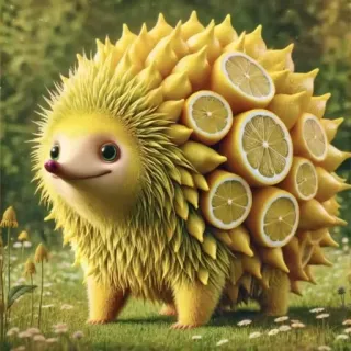 🤩 riccio, limone, animale, carino, frutta, natura, giallo telegram sticker