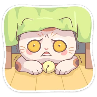 😳 кот, испуганный, напуганный, животное, под столом, мультфильм whatsapp sticker