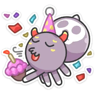 🎂 festa, celebração, cupcake, lua, monstro, aniversário, fofo, alienígena whatsapp sticker