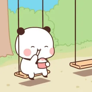 🍦 panda, carino, cartone animato, dolce, altalena, cibo telegram sticker