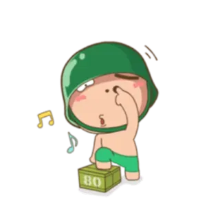 😜 cartoon, soldier, military, helmet, offensive gesture whatsapp sticker