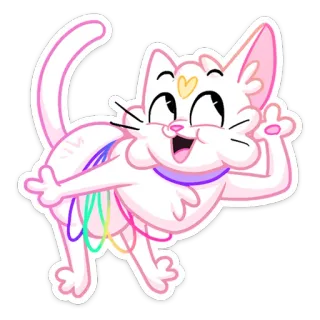 👂 gatto, arcobaleno, carino, sticker, cartone animato, kawaii telegram sticker