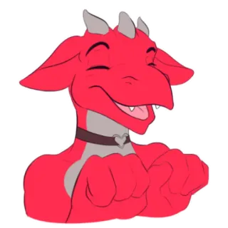 😍 dragon, dragon rouge, anthro, collier, coeur telegram sticker