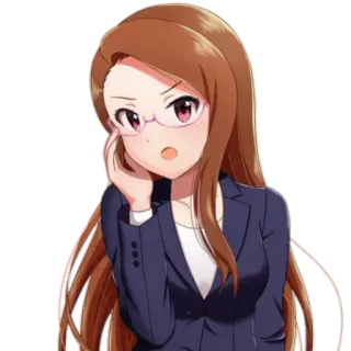 🤓 Anime, Pengusaha wanita, Kacamata, Serius, Kantor telegram sticker