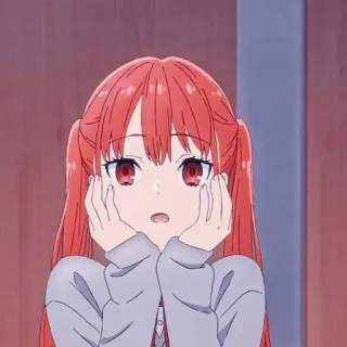 😲 anime, rood haar, vrouw, verrast, cartoon telegram sticker
