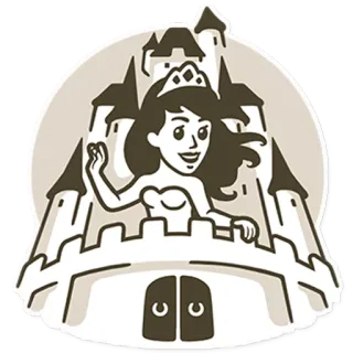 🔵 princesa, castillo, dibujos animados, corona, fantasía telegram sticker