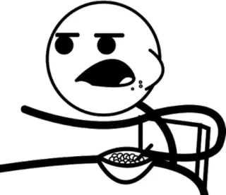 😶 breakfast, cereal, cartoon, stick figure, eating telegram sticker