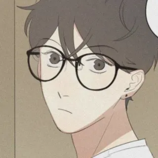 🧸 Style anime, Personnage masculin, Lunettes, Boucle d'oreille, Expression neutre telegram sticker