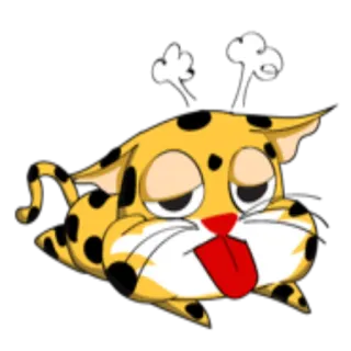 😵 macan tutul, hewan, kartun, lucu, lidah, mengantuk, lelah, kelelahan telegram sticker