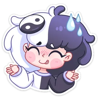 🤷‍♀️ carino, chibi, yin yang, kawaii, cartone animato telegram sticker