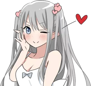 😉 anime, słodkie, mrugnięcie, dziewczyna, serca, kawaii, manga, naklejka telegram sticker