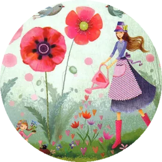 🌺 Gartenarbeit, Blumen, Gießkanne, Natur, Kunst, skurril, Garten, Illustration telegram sticker