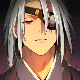💎 Anime, Manga, Personaggio, Ritratto, Guercio, Capelli bianchi telegram sticker