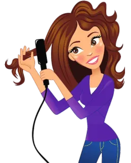 💇‍♀ femme, coiffure, cheveux, beauté, dessin animé, fer à lisser telegram sticker