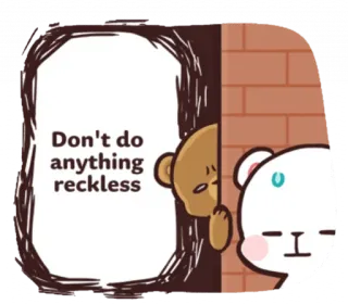 😥 Don't do anything reckless น่ารัก, สัตว์, หมี, คำเตือน, ข้อความ, ประมาท, การ์ตูน telegram sticker