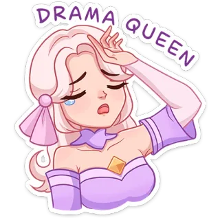 😵 DRAMA QUEEN Драма, Королева, Женщина, Мультфильм, Персонаж, Наклейка telegram sticker