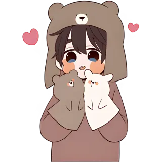 🥰 anime, cute, hearts, bear, cartoon telegram sticker