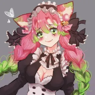 🌸 Mitsuri Kanroji Demon Slayer Anime, Demon Slayer, Mitsuri Kanroji, Waifu, Kawaii, Maid telegram sticker